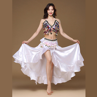Nouveau Costume de danse du ventre adulte jupe de danse orientale scène Performance 3 pièces ensemble soutien-gorge ceinture jupe vêtements de danse du ventre