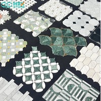 Mosaïque en pierre naturelle HZX, marbre Rosa Norvegia, cristal blanc, incrustation en laiton, mosaïque en marbre découpée au jet d'eau, design de carreaux pour murs et sols