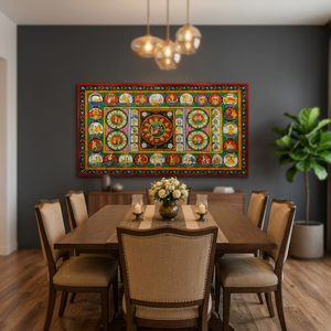 Cuadro de Arte Folclórico Pattachitra Hecho a Mano, Diseño de Krishna RaasLeela, Pintura Tradicional de Odisha para Decoración del Hogar, Comedor, Sala de Estar - Product Image 5