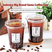 Gobelets en plastique jetables à paroi simple pour boissons froides avec impression de logo commercial, diamètre 98 mm, avec couvercles pour café, thé, bière, vin, sauce