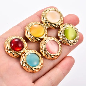 Pendientes redondos de acero inoxidable vintage franceses con piedra ovalada para mujer, delicados y lujosos, que no se desvanecen, regalo de joyería para mujer - Product Image 1