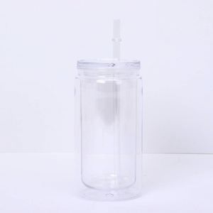 Gobelet Mason de 16 oz à double paroi, sans BPA, en plastique enduit, avec paille intégrée, pour le camping et la salle de sport, écologique, de qualité alimentaire et robuste - Product Image 4