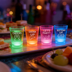 Bicchierini da Shot LED Ecologici Infrangibili da 1.7oz, Bicchieri in Acrilico Sostenibili con Logo Personalizzato, Bicchieri Luminosi per Vino, Whisky, <span class=keywords><strong>Bar</strong></span> e Feste - Product Image 1
