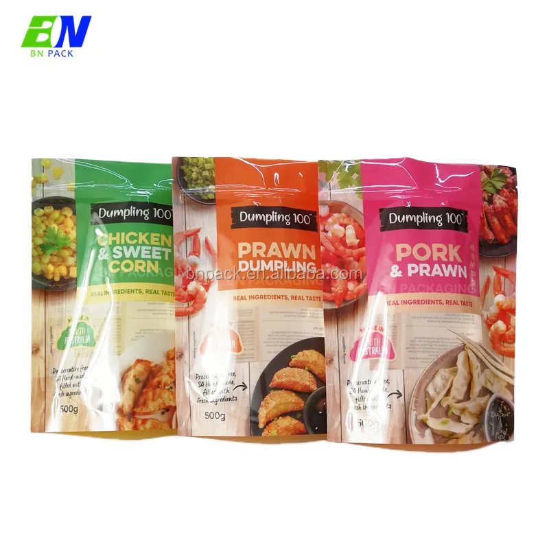 Digital printed custom frozen food packaging stand up freezer bags reusable zip lock package pouch doypack mylar