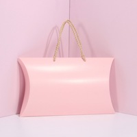 Boîte cadeau en papier en forme d'oreiller avec poignée en corde, logo personnalisé, boîte cadeau pliable en forme d'oreiller pour écharpe, accessoires pour cheveux