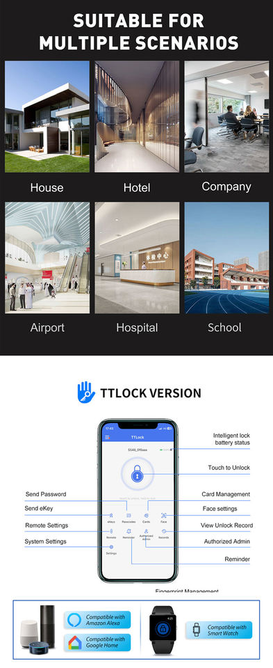 TTLock BLE Face Fingerprint Access Keypad Standalone Biometric RFID ...