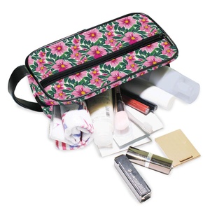 Fashion Pink Flower Custom Design Travel Cosmetic Bags Polyester Portable Small <b>Makeup</b> Bag Toiletry Pouch Bag for Women - Product Image 4