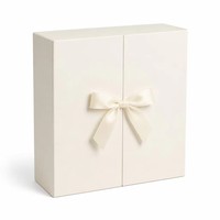 Boîte cadeau rigide à double porte en carton, avec nœud en ruban de satin noué à la main et intérieur doublé, impression personnalisée pour emballage de luxe