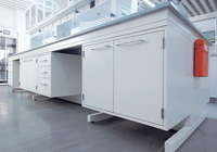 Table de laboratoire scientifique personnalisable avec hotte, banc de travail résistant aux produits chimiques pour l'intégration de mobilier de laboratoires industriels