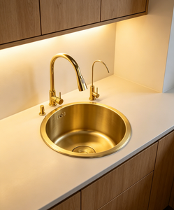 <span class=keywords><strong>Lavello</strong></span> Rotondo in Acciaio Inox 304 Nano Gold, <span class=keywords><strong>Lavello</strong></span> Integrato per Piano <span class=keywords><strong>Cucina</strong></span> in Acciaio Inox per Lavare Verdure - Product Image 1