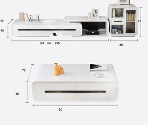 Mueble para <span class=keywords><strong>TV</strong></span> Moderno Italiano Extensible, Lacado en Blanco Brillante, Mesa para el Hogar - Product Image 6
