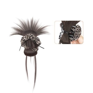 Peluca con estampado de leopardo y cola de caballo con clip para mujer, estilo natural y esponjoso - Product Image 1