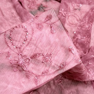 Kualitas tinggi kain Jacquard pakaian wanita renda poliester bordir gaun kemeja blus tenun teknik untuk anak perempuan - Product Image 4