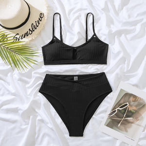 Traje de Baño de Dos Piezas con Logotipo Personalizado Nuevo 2025, Traje de Baño Sexy con Aberturas, Bikini de Cintura Alta con Triángulo para Mujer - Product Image 5