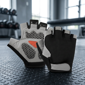 Gants de cyclisme demi-doigts gris et noir en maille respirante légers unisexes pour l'été - Product Image 6