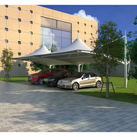 Abri de voiture en membrane tendue, abri de stationnement moderne de style pergola, revêtement PVDF imperméable, abris de voiture, garages, auvents, carports