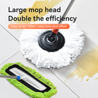 Serpillère rotative avec seau, séparation eau propre/eau sale à 360°, manche télescopique en acier inoxydable sur roulettes, distributeur de savon, ensemble serpillère pour la maison
