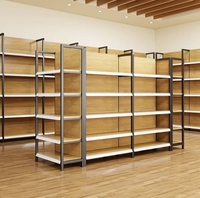 Étagère de supermarché en métal réglable en hauteur, légère, avec revêtement en poudre époxy, empilable, avec poteaux mobiles
