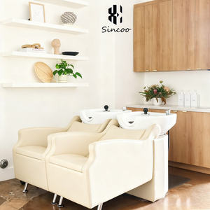 Manufacturer Shampoo Chair with Thickened Seat Cushion Semi-lying Design Customized Leather Color Ceramic Basin Shampoo <b>Bed</b> - Product Image 4