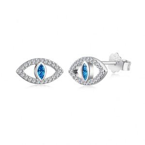 Nouvel Arrivage Dylam – Boucles d'Oreilles Clous en Argent S925 Rhodié Or 18K, Diamant Bleu, Œil Maléfique Creux, Saphir et Zirconia 5A - Product Image 1