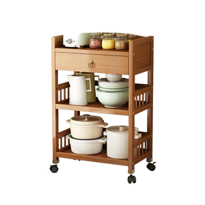 Three-Layer Adjustable Multifunction Modern Bamboo Floor <b>Standing</b> <b>Shelf</b> Storage Rack for Kitchen Supermarket Warehouse - Product Image 1