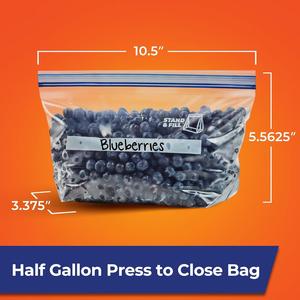 ถุงพลาสติกสำหรับแช่แข็งแบบปิดผนึก ขนาดครึ่งแกลลอน ถุงเก็บอาหารแบบใช้แล้วทิ้ง - Product Image 6