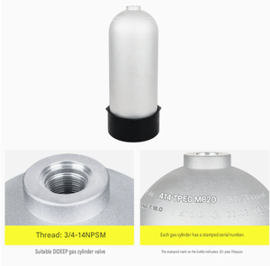 Tanque de Buceo de 12L, Cilindro de Buceo Portátil de Alta Presión, de Aleación de Aluminio Profesional, Finamente Pulido, con Conector de Válvula y Base - Product Image 4