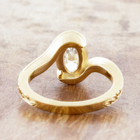 Anillo de Compromiso Solitario Ovalado de 2 Quilates con Bisel y Diseño de Enredadera, Diamante Cultivado en Laboratorio, Oro Sólido de 14K/18K, Certificado IGI, CVD/HPHT, Personalizado