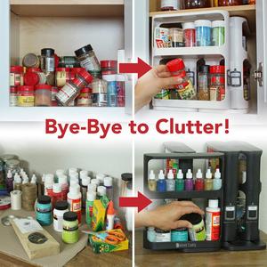 Double Layer Kitchen <b>Spice</b> Organizer <b>Rack</b> Holder Cabinet Pantry <b>Rotating</b> Storage Shelf - Product Image 3