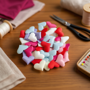 Cuori in tessuto Ilan 2 cm 30 pezzi bianchi per artigianato e forniture per cucito - Product Image 3