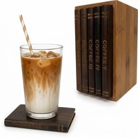 Sous-verres de bibliothèque The Coaster avec support de rangement style livre et bambou massif pour bar à domicile et cuisine