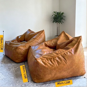 Housse de pouf 2026 en cuir PU (sans rembourrage) – <span class=keywords><strong>Fauteuil</strong></span> paresseux sans garnissage, siège au sol pour salon - Product Image 3