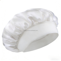 Bonnet en satin de soie avec élastique pour cheveux bouclés - Utilisation pour dormir et prendre un bain de douche SPA/YOGA Femmes et hommes