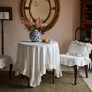Organic French Luxury Pure <b>Linen</b> Flounce <b>Table</b> <b>Cloth</b> <b>Table</b> Cover Embroiderable Solid Color Home Hotel Customizable Wholes - Product Image 3