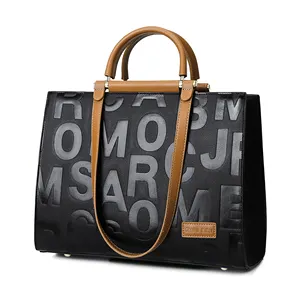 Wholesale Black Girl Purse Large Capacity Leather Handbags Messenger Bag Custom Logo Plain Handbags Luxury Crocodile Handbags