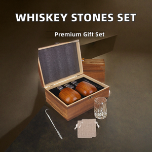 Juego de Piedras para Vino en Caja de Madera Premium, Cristal Hecho a Mano, Piedras Enfriadoras de Granito Natural, Accesorios de Bar Ecológicos - Product Image 2