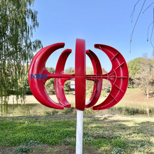 Molino de viento con forma de linterna pequeña de 1KW de fábrica, generador de turbina de viento Vertical de 1000W, 5 cuchillas rojas para farolas domésticas - Product Image 2