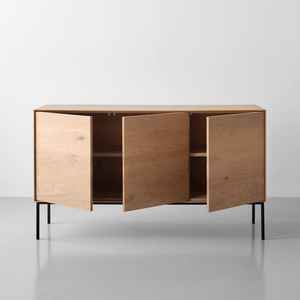 <span class=keywords><strong>Aparador</strong></span> de Salón Grande con Patas de Metal Negro Estilo Industrial y Panel de Madera de Roble <span class=keywords><strong>Blanco</strong></span> - Product Image 5