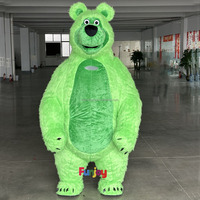 Costume gonflable d'ours Masha vert 2m/2.6m/3m, mascotte d'ours pour les événements de fête de carnaval