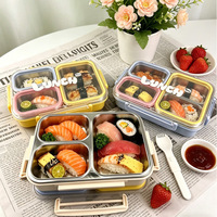 Boîte à lunch nordique portable en acier inoxydable 304 de haute qualité, hermétique, sans transfert de saveur, triple compartiment, 800-1000 ml, compatible micro-ondes