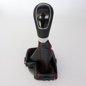Ford Mondeo Gear <b>Shift</b> <b>Knob</b> Cover Black Leather Red Stitching Universal Fit - Product Image 1