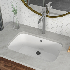 Lavabo en céramique blanc rectangulaire moderne <span class=keywords><strong>de</strong></span> 22 pouces à <span class=keywords><strong>poser</strong></span> sous le meuble pour salle <span class=keywords><strong>de</strong></span> bain domestique - Product Image 2