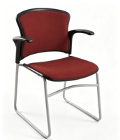Chaise de conférence ergonomique moderne rembourrée en tissu, siège de réunion avec dossier solide et base en métal pour bureaux et salles de réunion scolaires