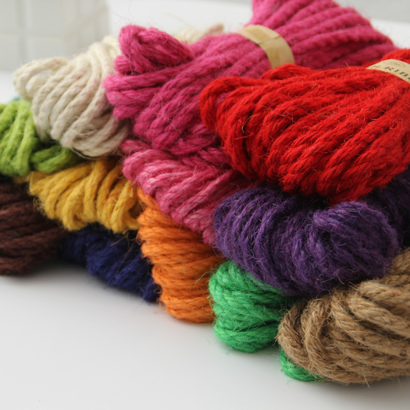 3 нити джутовая веревка шнур для скручивания 100% для вторичной переработки 2 мм-50 мм крашеная веревки из натурального джута для рукоделия из натурального джута сизаля шпагат для декора стен