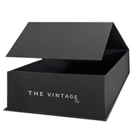 Emballage en carton écologique pour designer de logos, fermeture magnétique, boîte cadeau en papier pliable noire personnalisée avec logo