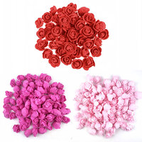 50pcs Bunga Mawar Buatan Mini 35mm Kepala Mawar Busa Sempurna untuk Proyek DIY Buket Pernikahan Scrapbooking Karangan Bunga Festival