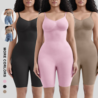Body sculptant sans couture décontracté pour femme, en nylon fin, taille haute, effet rehausseur de fesses, amincissant, élasticité à maintien moyen, bretelles fines