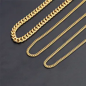 Jxx热卖时尚45/60厘米24k镀金项链珠宝黄铜古巴男女链