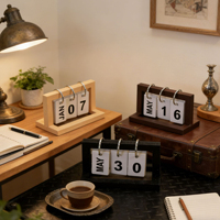 Mini calendrier de bureau en bois personnalisé, affichage de la date perpétuelle, support décoratif pour bureau et maison, accessoire de simulation