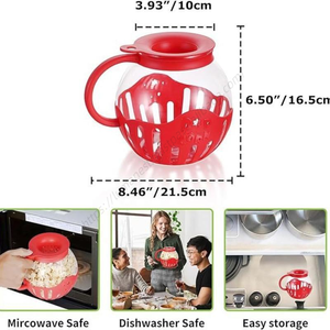 Olla para Palomitas de Maíz de Vidrio Borosilicato para Microondas Syh338, 3 en 1, con Tapa de Silicona, Apta para Lavavajillas, Libre de BPA, 2.25 Cuartos de Galón - Product Image 3